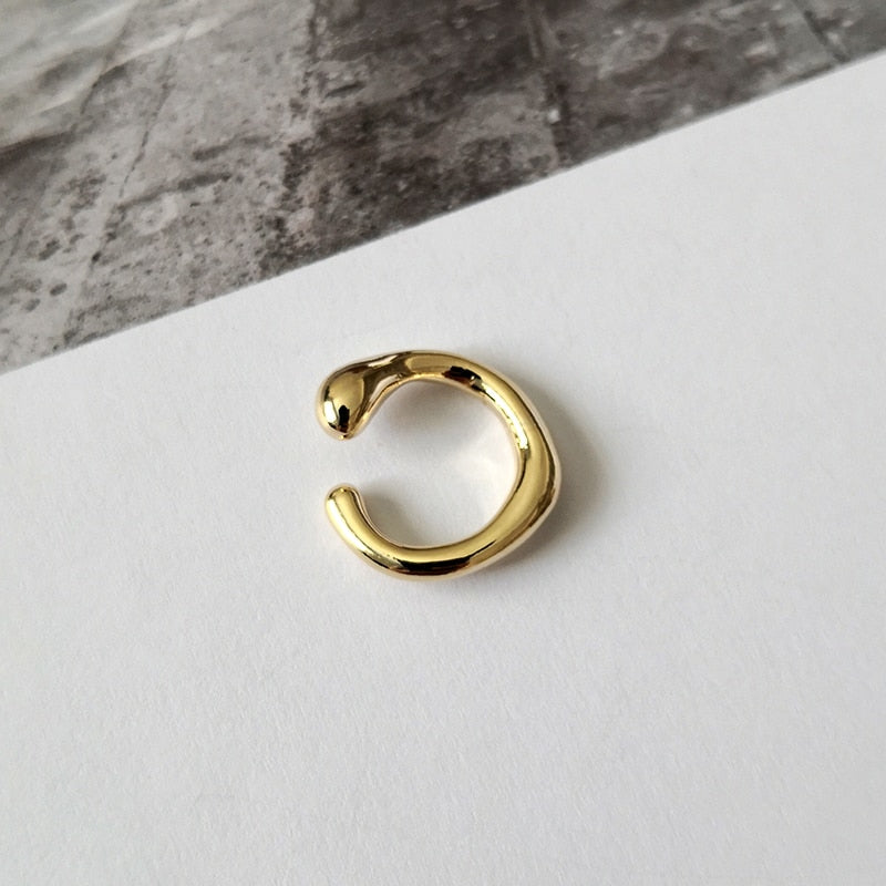 Peri'sBox Solid Gold Color Earrings without Piercing Geometric Round Ear Cuff Minimalist Cartilage Earrings Women Simple Jewelry - Charlie Dolly