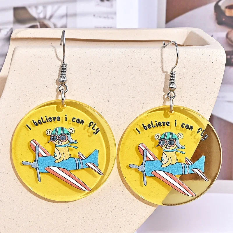 Japan Style Fashion Acrylic Tanjiro Earrings Demon Earrings Anime Cosplay Hanafuda Drop Long Earrings for Women Girls Jewelry - Charlie Dolly