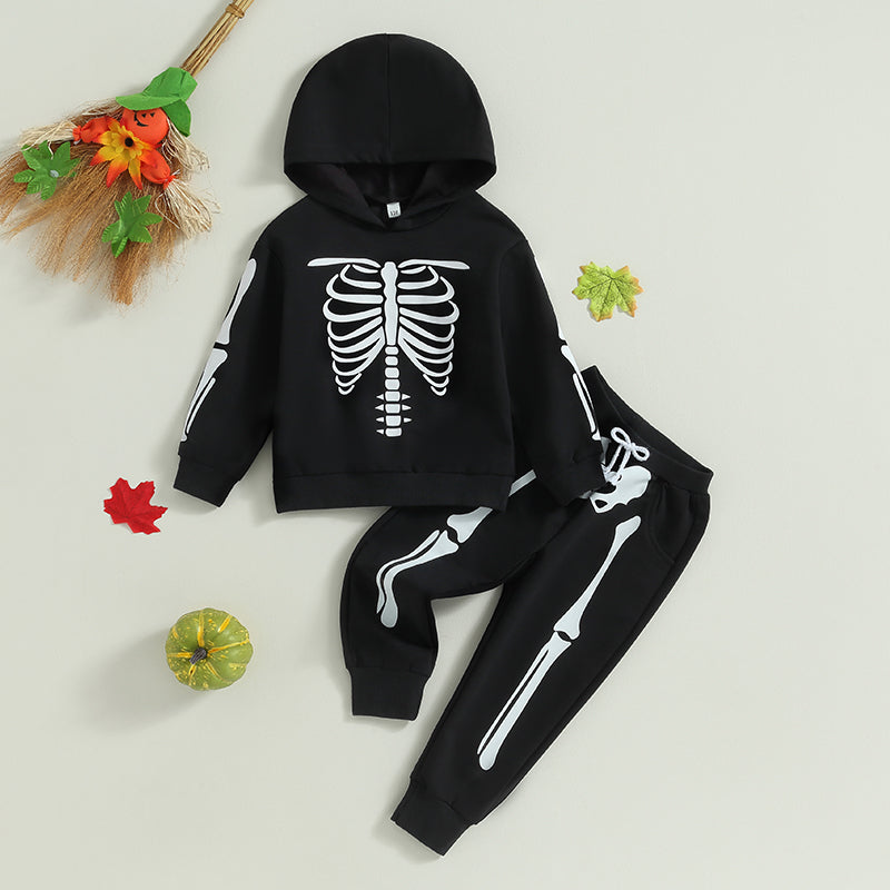 Citgeett Autumn Halloween Kids Boys Girls Outfit Pumpkin Print Long Sleeve Hooded Sweatshirt Pants Fall Clothes Set - Charlie Dolly