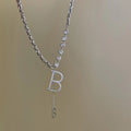 Design Sense Micro Setting Zircon D Letter Pendant Long Necklace Winter Sweater Chain Fashion Jewelry For Woman Girls Party Gift - Charlie Dolly