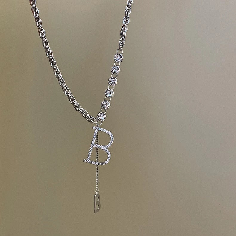 Design Sense Micro Setting Zircon D Letter Pendant Long Necklace Winter Sweater Chain Fashion Jewelry For Woman Girls Party Gift - Charlie Dolly