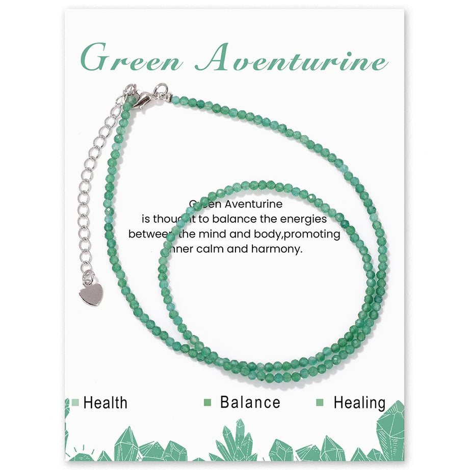 2mm Gemstone Beaded Boho Necklace