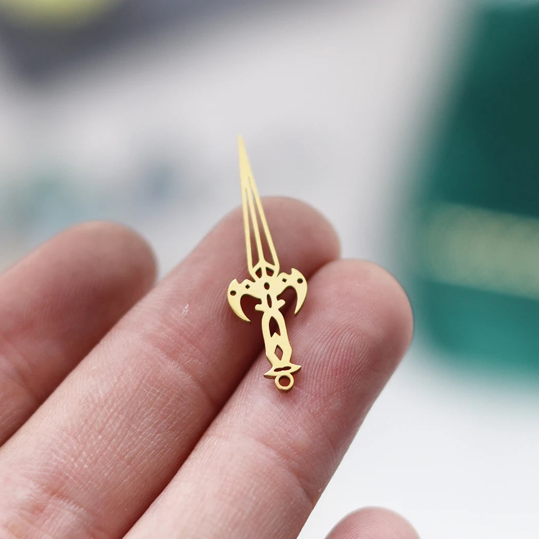3pcs Stainless Steel Gothic Sun Cross Sword DIY Charms Tassels Star Lotus Flower Earrings Necklace Jewelry Making Amulet Pendant