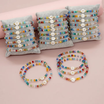 Go2Boho Crystal Shell Letter A-Z Bracelets for Women Boho Summer Beach Lucky Fashion Trend Jewelry Accessories Surprise Gifts