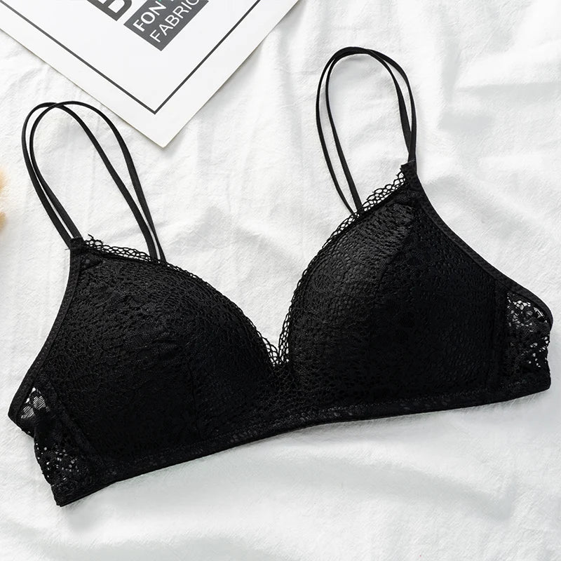 Wirefree Bra for Women Push Up Sexy Underwear Thin Breathable Bras Women Girl's Lace Brassiere Soft Lingerie Underwear A/B Cup - Charlie Dolly