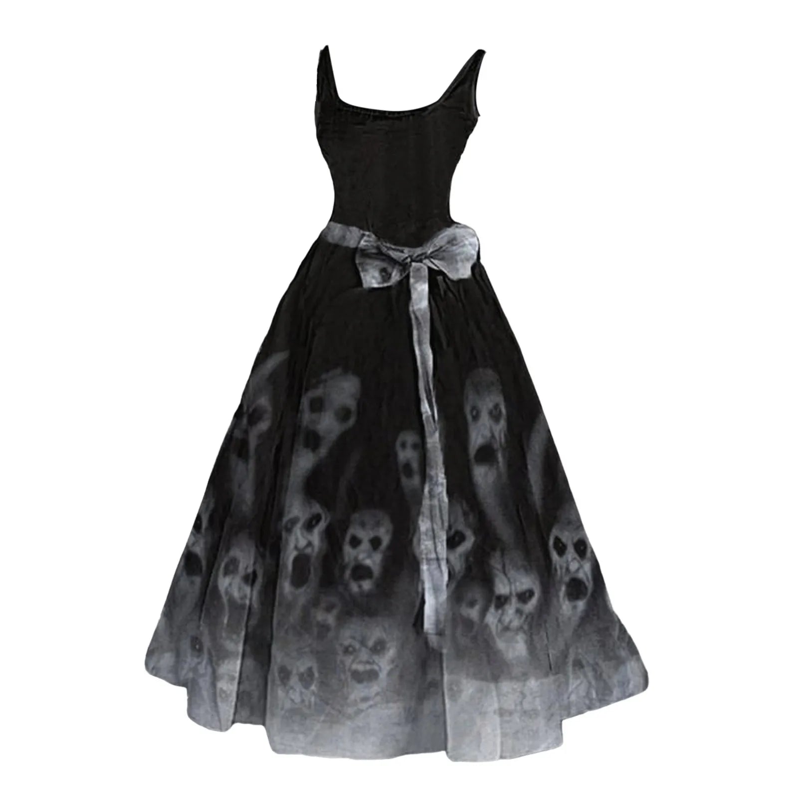 Halloween Scary Costumes Prom Dress For Women Bloody Print Flared Puffy Sleeveless Tunic Cocktail Dress Wedding Guest Dresses - Charlie Dolly