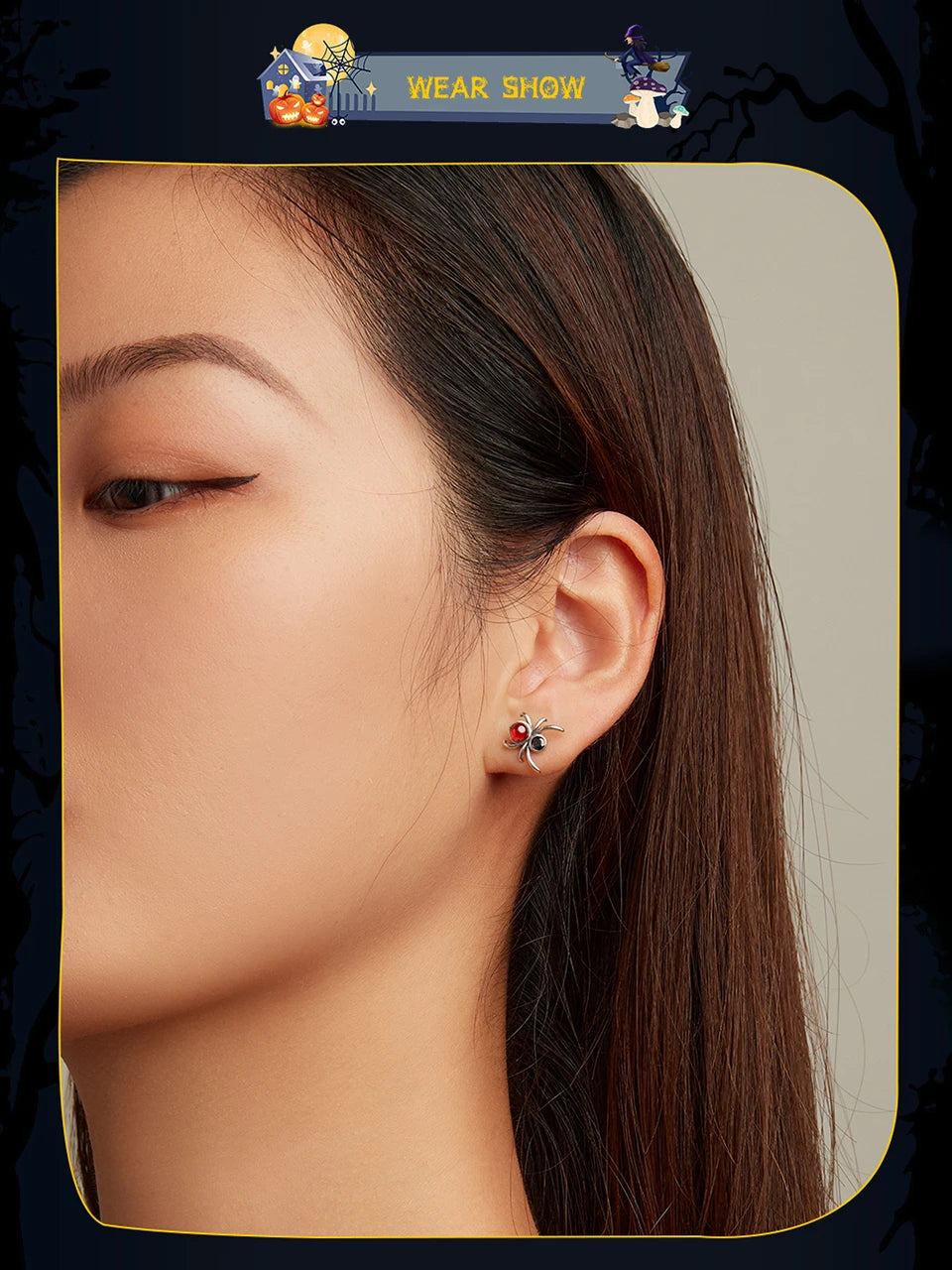 BISAER 925 Sterling Silver Mini Pumpkin Luminous Stud Earrings Enamel Ear Clip For Girl Halloween Party Original Fine Jewelry - Charlie Dolly