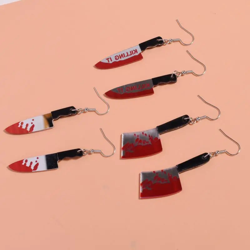 Blood Knife Dangle Earrings for Women Men Gothic Acrylic Earring Trendy Funny Halloween Party Jewelry Terror Ear Accessories New - Charlie Dolly