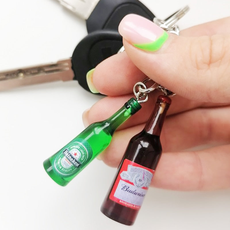 Wine Bottle Keychain Resin Simulation Mini Beer Cocktail Men Women Boyfriend Key Chain Alcohol Lovers Father's Day Gift - Charlie Dolly