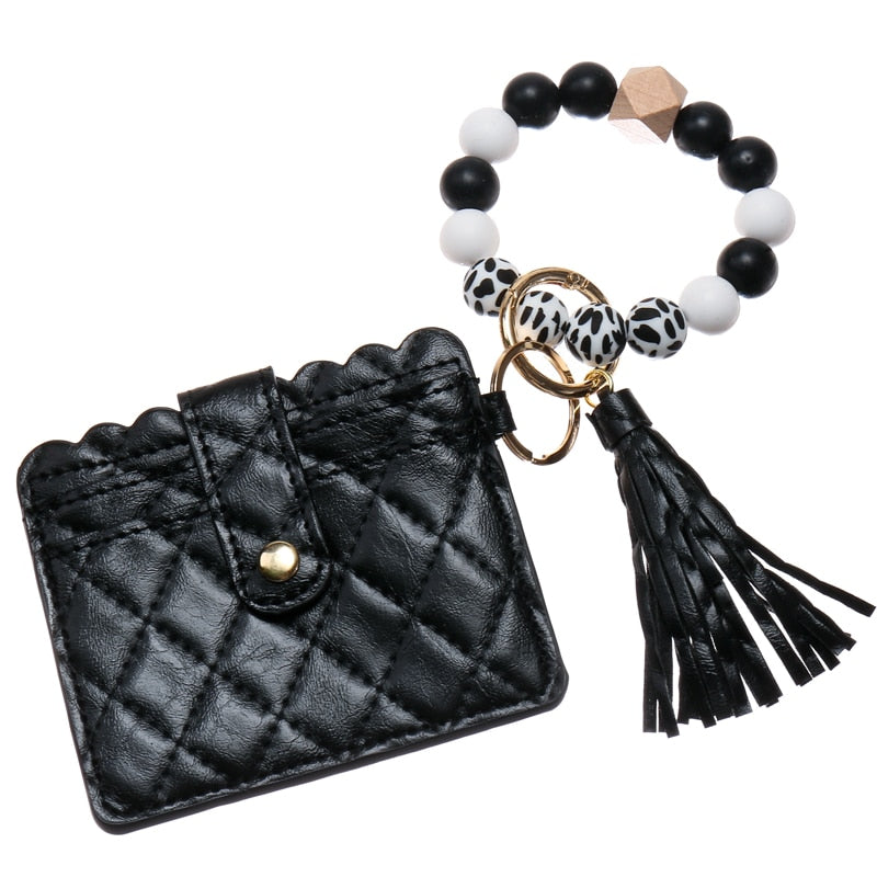 Multi Style Card Wallet PU Leather Keychain For Women Girls Wristlet Bag Tassels Pendant Key Ring Jewelry Gifts - Charlie Dolly