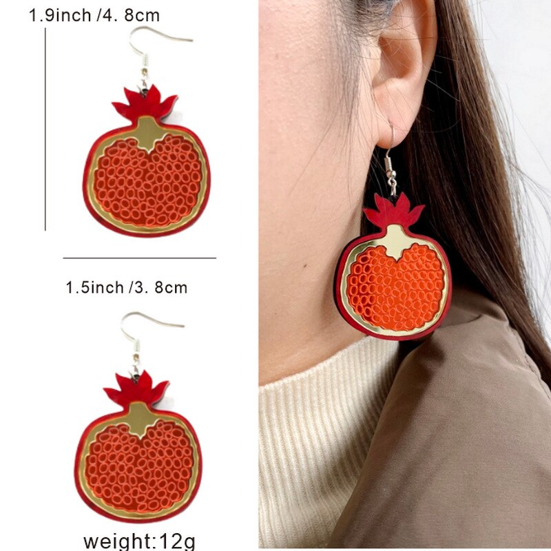 Acrylic Vegetables Fruits Summer Earrings For Girls Cute Cartoon Dragon Strawberry Watermelon Broccoli Pineapple Lemon Earrings