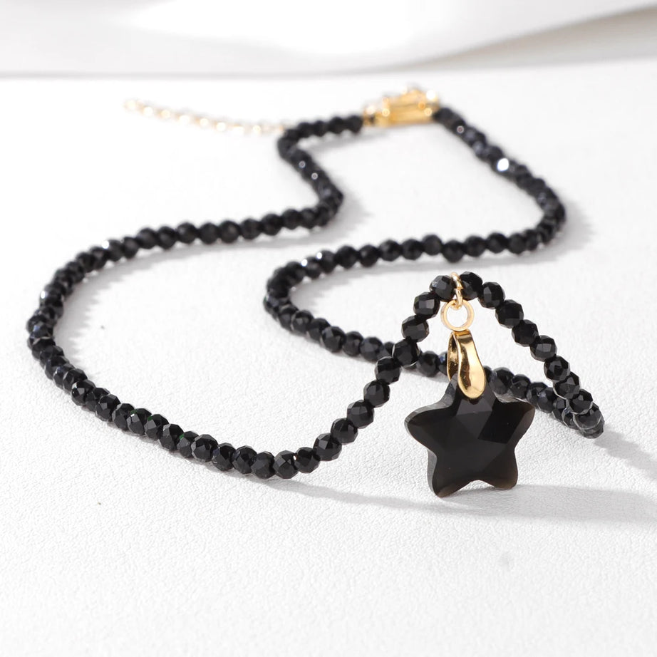 Fashion Boho Beads Necklace Star Shape Natural Stone lapis lazuli Tiger Eye Quartz Beaded Choker for Women Men Jewelry Gift - Charlie Dolly