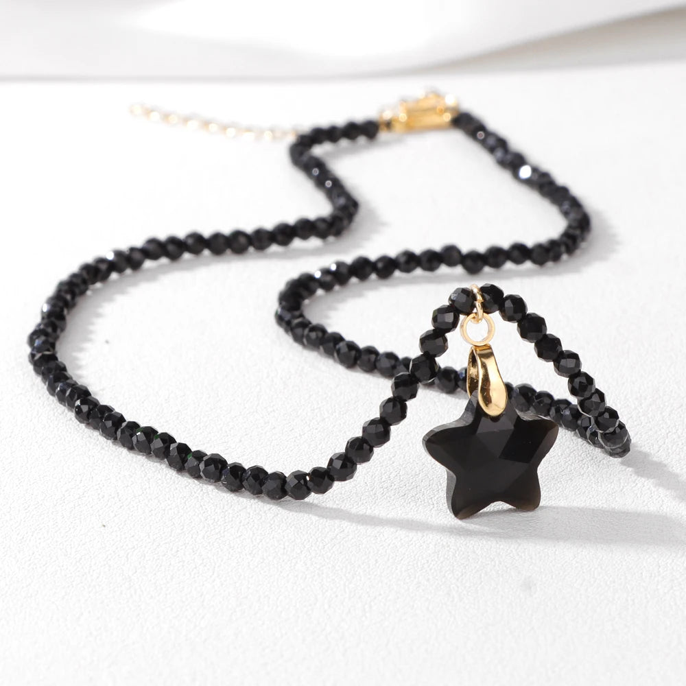 Fashion Boho Beads Necklace Star Shape Natural Stone lapis lazuli Tiger Eye Quartz Beaded Choker for Women Men Jewelry Gift