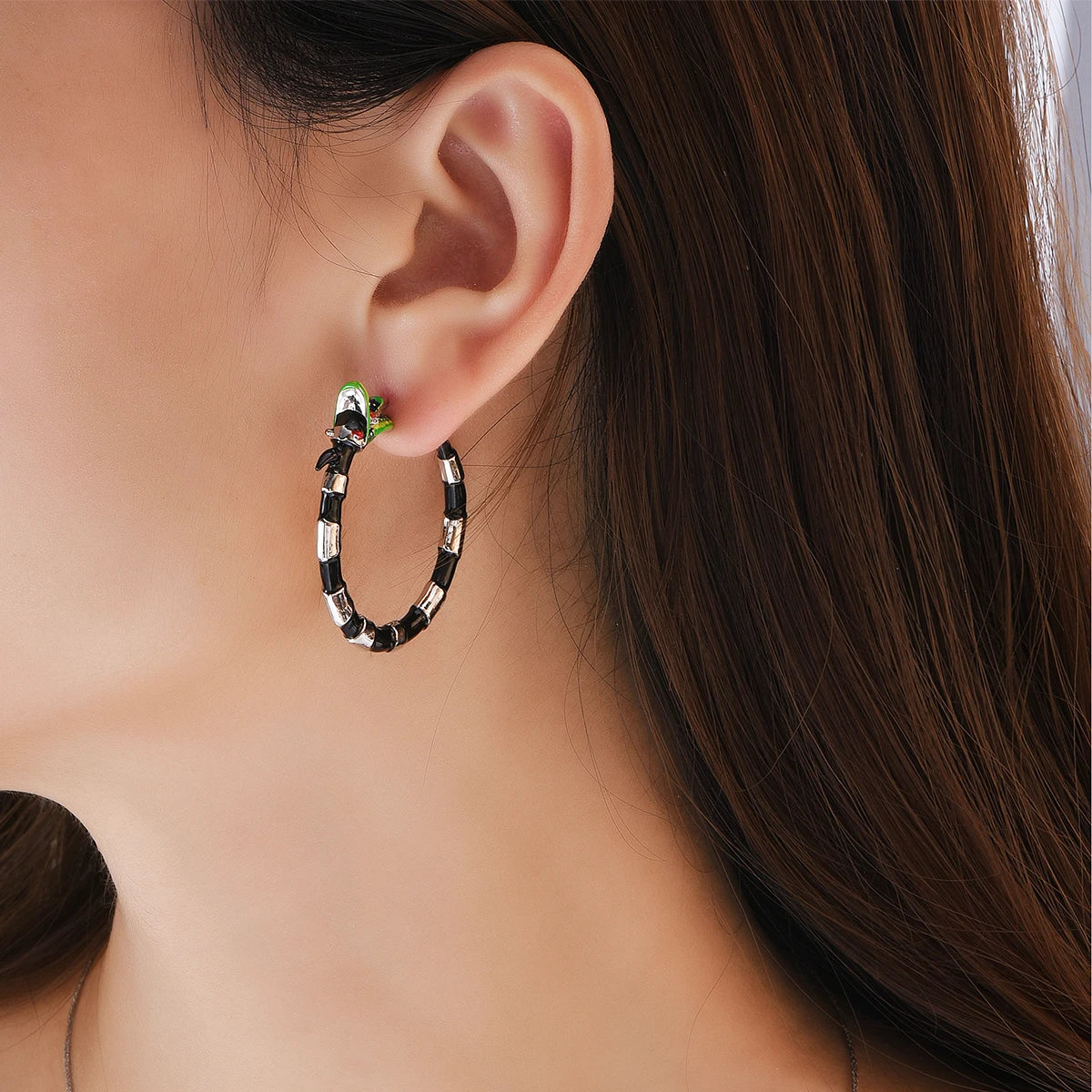 Harong Halloween Creative Beetlejuice Hoop Earring for Women Beetle Sandworm Creepy Chunky Jewelry Cosplay Accessories Gift - Charlie Dolly