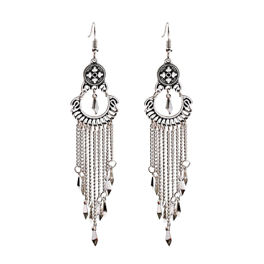 Afghan Silver Plated Ethnic Earrings Jewelry