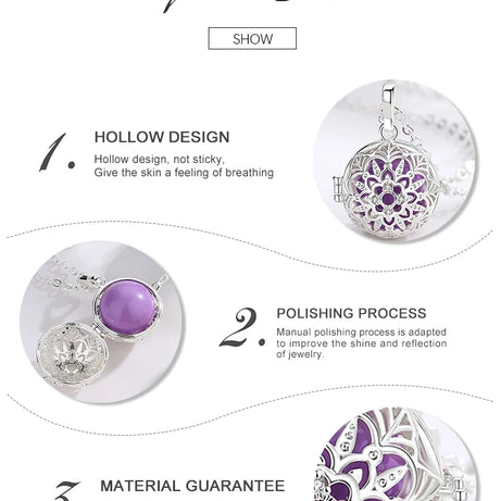 Eudora 18mm Harmony Ball Lotus Cage Pregnancy Bola Necklace, Angel Caller Amulet