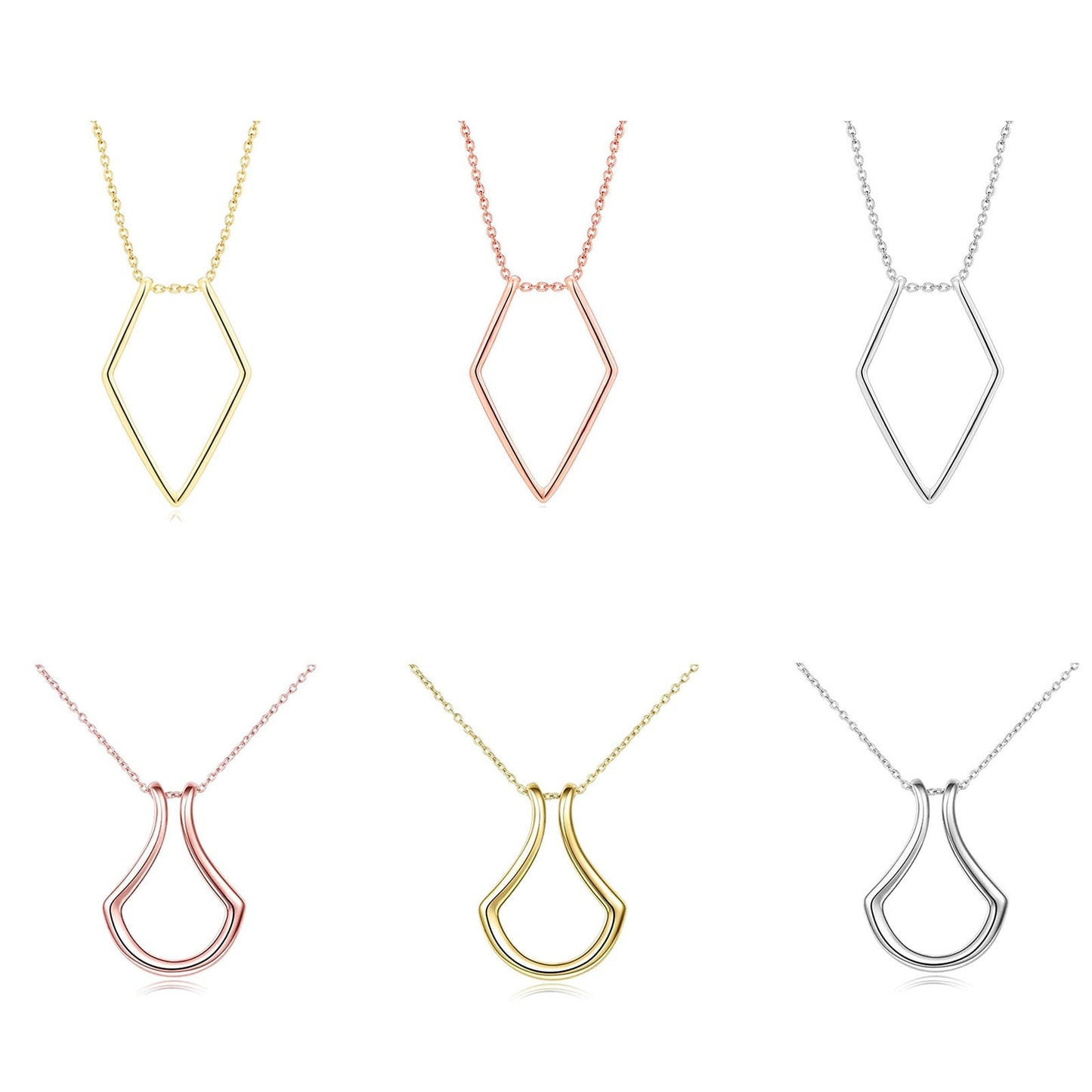 1Piece Fashion Necklace Geometric Simple Ring Holder Ring Pendant Necklace for Men Women Party Jewelry Neck Chain 45cm long