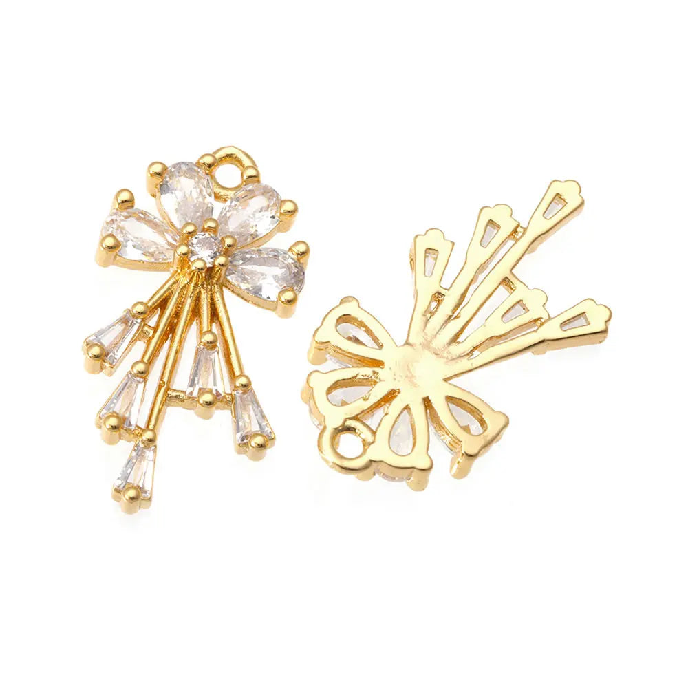 18K Gold Color Brass and Zircon Lotus Flower Necklaces Charms Pendants High Quality Diy Jewelry Accessories Making Supplies