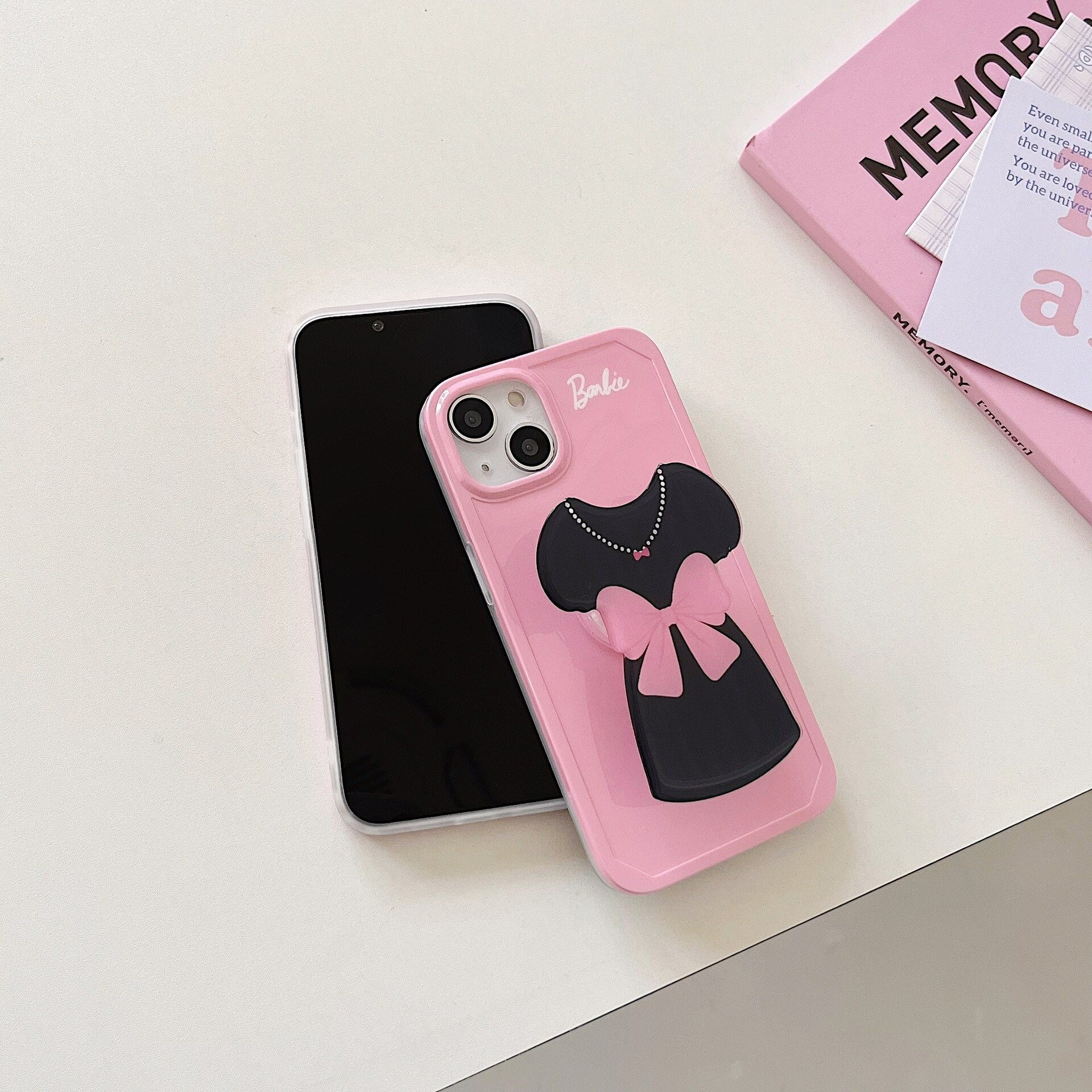 Barbie Pink Black Dress Iphone 14Promax13 Shell Fashion Women Mobile Phone Case Kawaii Cute Cartoon Cell Holder Girls Accessory - Charlie Dolly