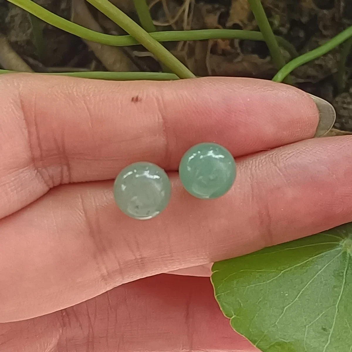 1 Pair Natural Stone Stud Earrings For Women Men Round Turquoises Tiger Eye Lapis Lazuli Beads Earring Fashion Jewelry Gift