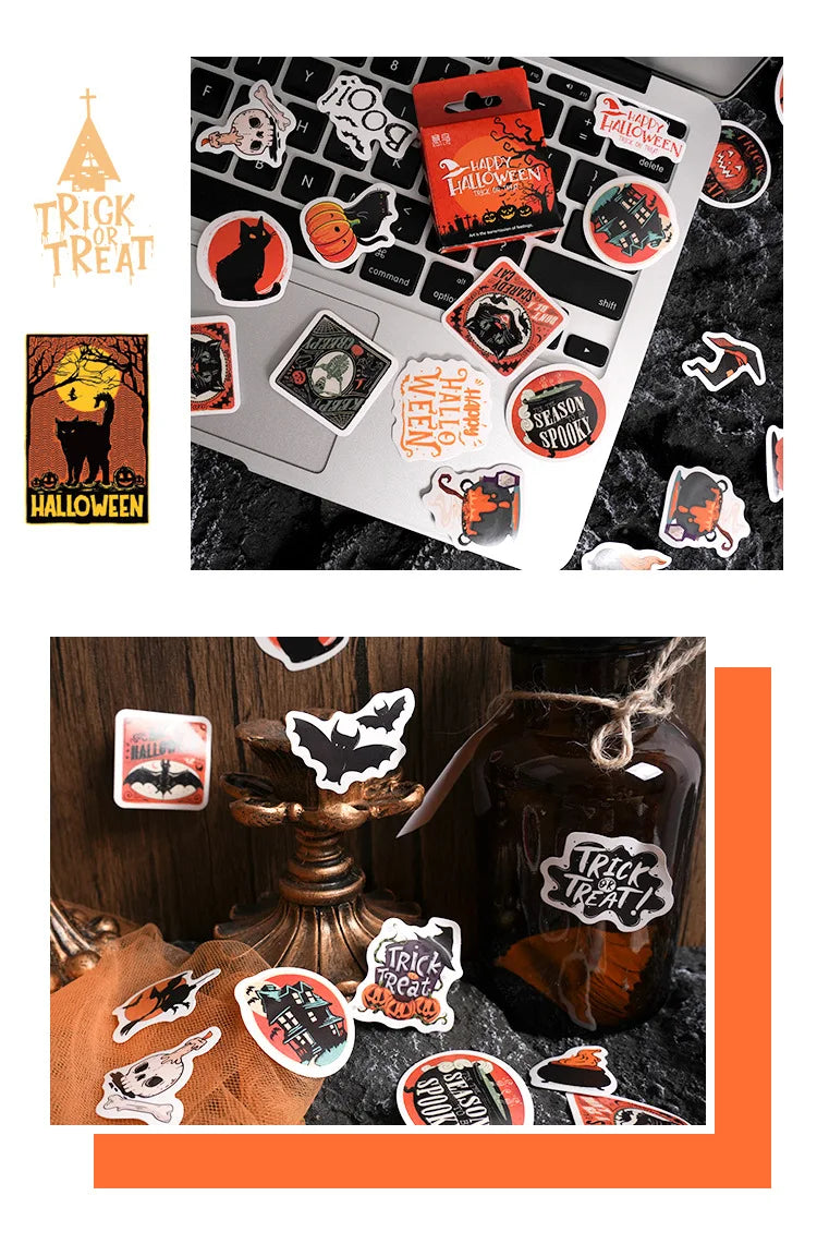 46pcs Etori Life Halloween Sticker Pack DIY Material Decorative Stationery Album Diary Cup Notebook Mobile Phone Toy Scrapbook - Charlie Dolly