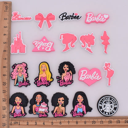 20Pcs Barbie Diy Jewelry Accessories Pvc Soft Glue Flat Patch Phone Case Brooch Hair Rope Hairpin Decor Accessory Handmade Toy