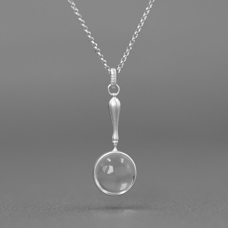 INATURE New Fashion 925 Sterling Silver Jewelry Natural Crystal Magnifying Glass Pendant Necklace For Women - Charlie Dolly