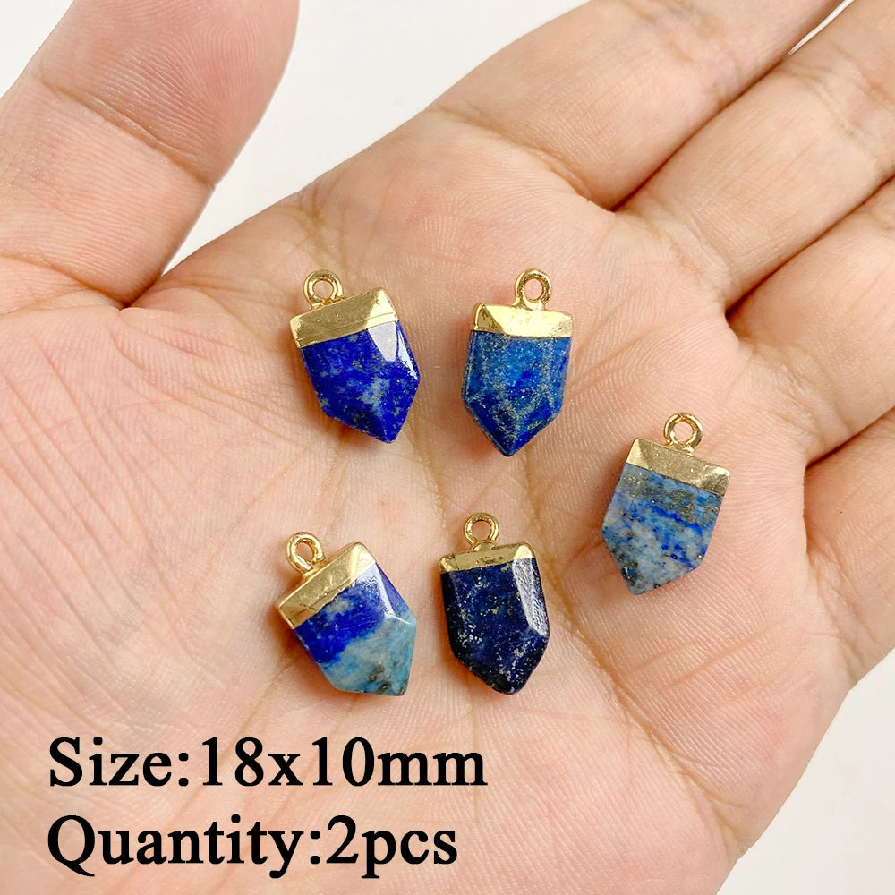 Natural Lapis Lazuli Pendant Blue Heart Square Oval Bullet Stone Charms For Jewelry Making Necklace Earrings Bracelet DIY 2PCS
