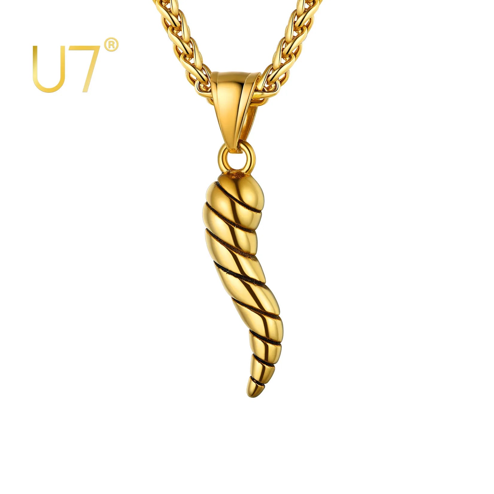 U7 Italian Horn Necklace Amulet Protection Charm Pepper Pendant Chili Cornicello for Men Women - Charlie Dolly