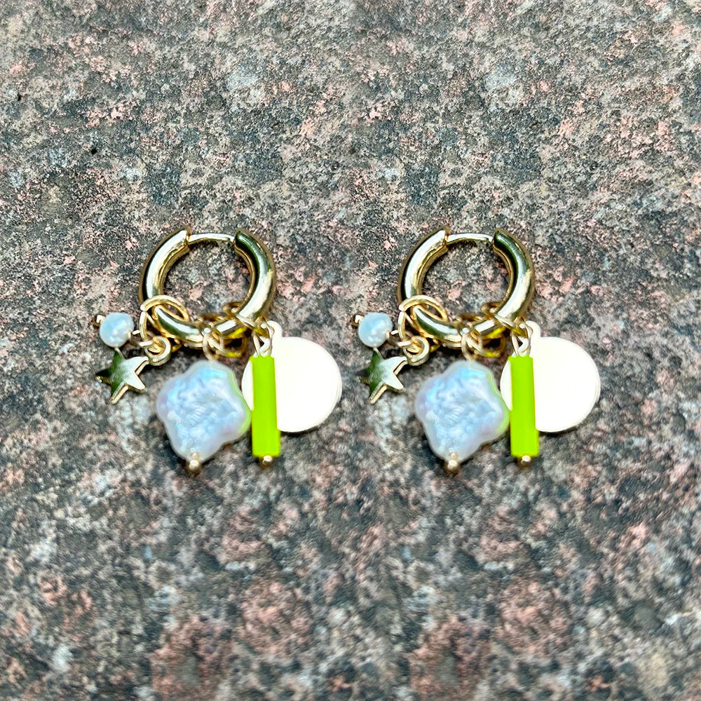Pendant Earrings For Woman Boho Natural Stone Clover Malachite Powder Crystal Bohemia Charm Ear Luxury Quality Jewelry Girls