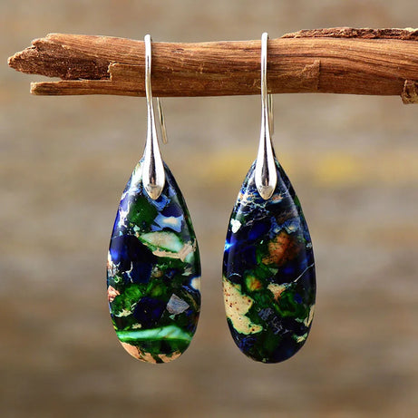 Natural Stone Geometric Pendant Earrings