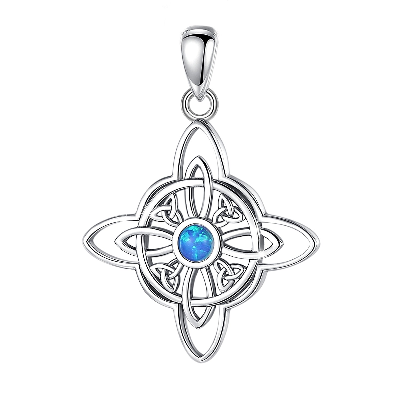 Eudora 925 Sterling Silver Witchcraft Celtic Knot Geometry Necklace Men Women Opal Wicca Amulet Necklaces Witch Jewelry Gift - Charlie Dolly