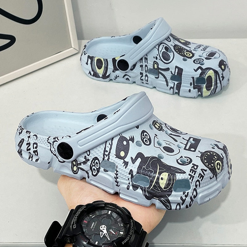 Children Cute Cartoons Kids Mules Clogs Summer Croc Garden Beach Slippers Sandals Cave Hole Baby Shoes For Boys Girls - Charlie Dolly