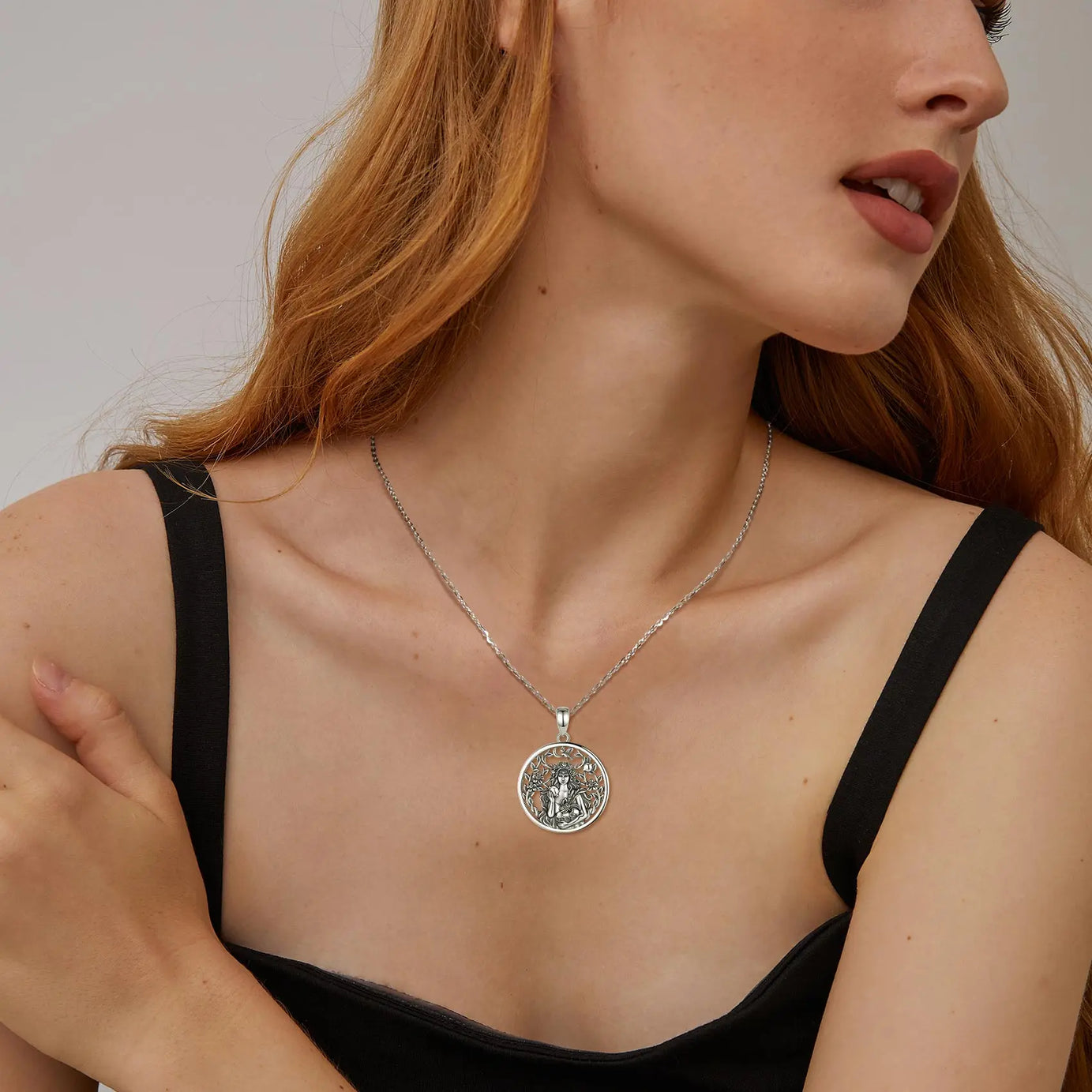 Persephone Pomegranate Skull Necklace, S925 Sterling Silver