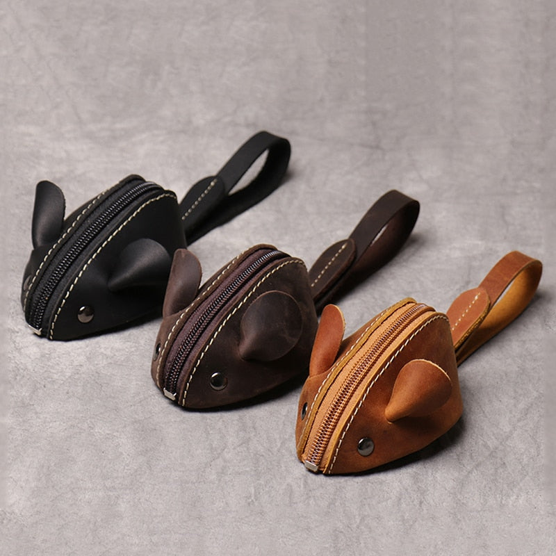 Genuine Leather Coin Purse Creative Cute Mouse Storage Bag Trend Zipper Pocket Men Women Portable Wallets Children's Key Bags - Charlie Dolly