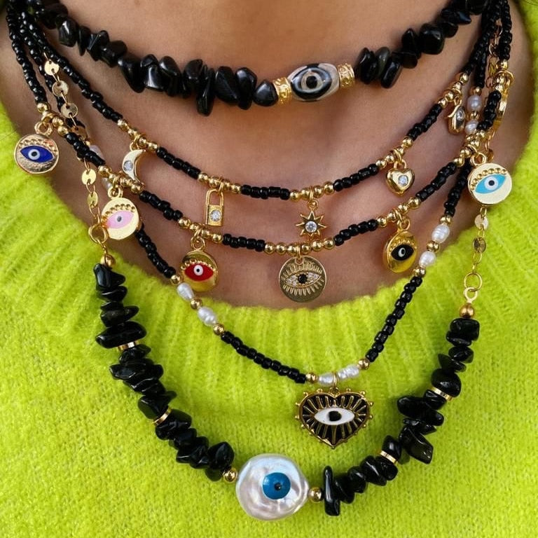 Handmade Geometric turquoise shell Irregular Natural Stone Necklace for Women Beaded Chain Chokers Wholesale Jewelry Bijoux - Charlie Dolly