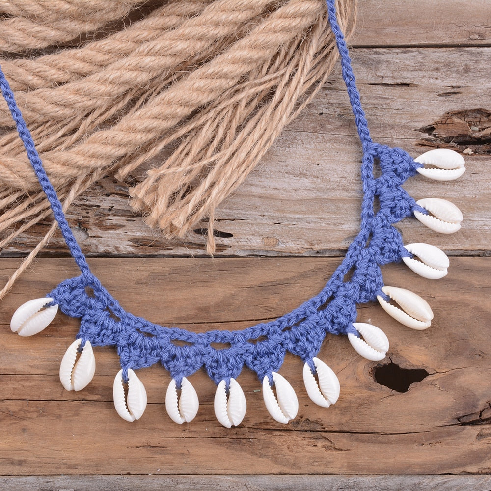 Women Shells Choker Necklaces Natural Sea Cowrie Shell Rope Chain Choker Necklace Summer Jewelry Girl Friendship Gifts Handmade - Charlie Dolly