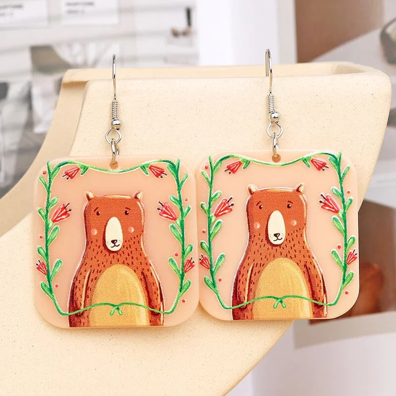 Japan Style Fashion Acrylic Tanjiro Earrings Demon Earrings Anime Cosplay Hanafuda Drop Long Earrings for Women Girls Jewelry - Charlie Dolly