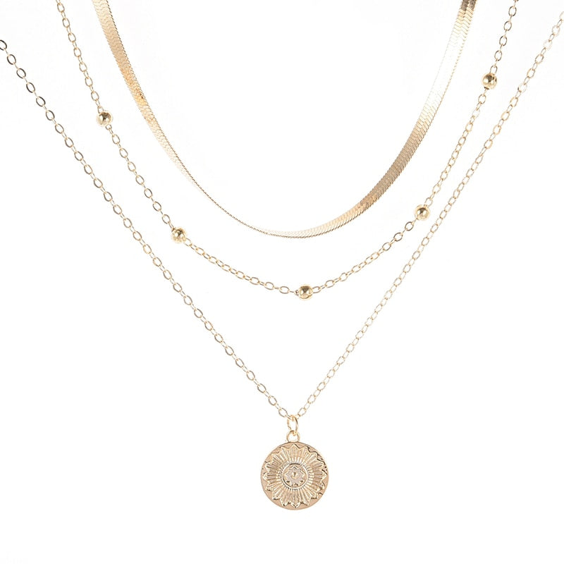 925 Sterling Silver Three-Layer Round Necklace Simple Snake Chain Charm Ball Chain Party Gift For Women's Exquisite Jewelry - Charlie Dolly