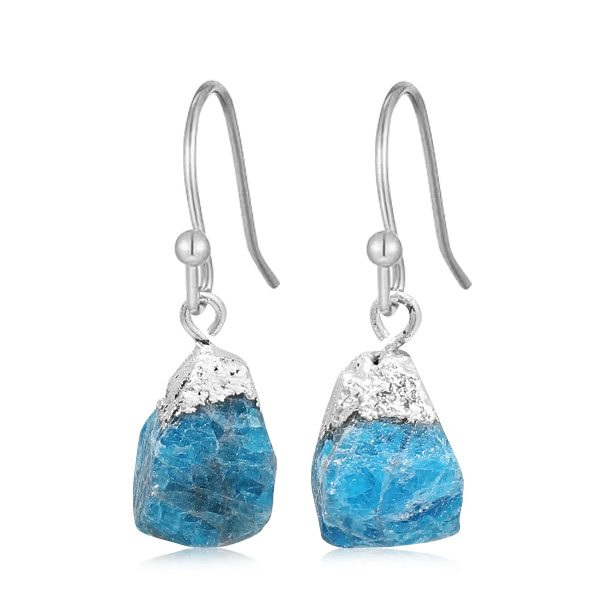 Irregular Rough Raw Ore Natural Stone Earrings Fluorite Amethysts Quartz Crystal Agates Stainless Steel Hook Earrings