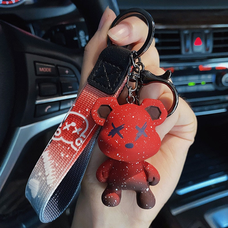 Cute Resin Keychain Charm Tie The Bear Pendant For Women Bag Car KeyRing Mobile Phone Fine Jewelry Accessories Kids Girl Gift - Charlie Dolly