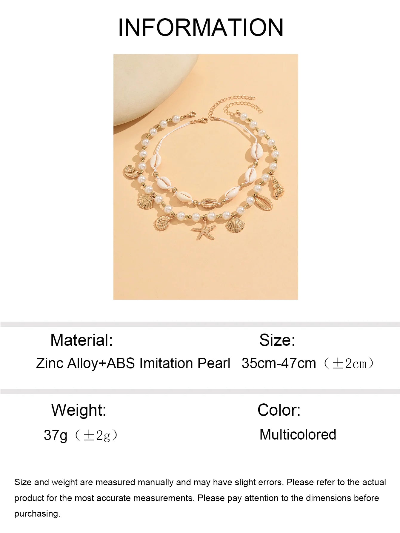Baroque Imitation Pearl Choker Necklace Starfish Shell Pendant Boho Adjustable Summer Beach Jewelry for Women