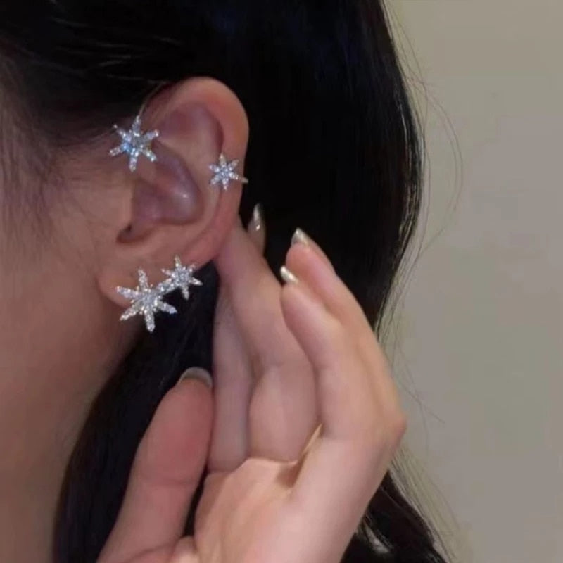Shining Zircon Butterfly Ear Cuff Earrings for Women Girls Fashion 1pc Non Piercing Ear Clip Ear-hook Party Wedding Jewelry Gift - Charlie Dolly