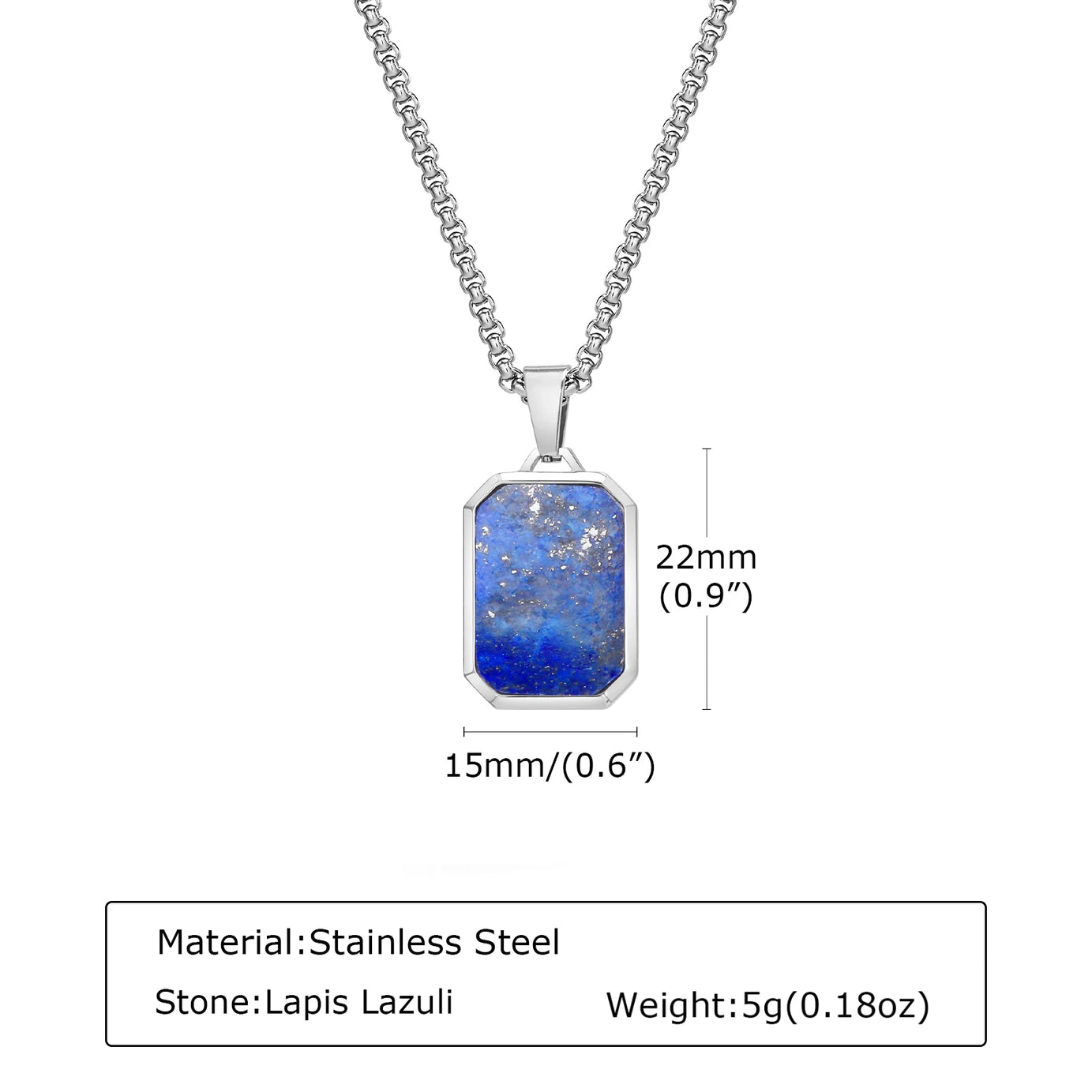 Natural Stone and Stainless Steel Hip Hop Pendant Necklace for Men