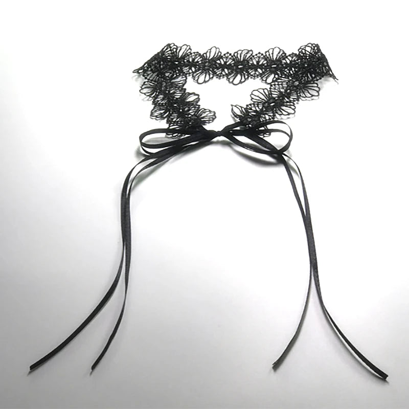 Women's Gothic Lace Choker Necklace Retro White Velvet Clavicle Chain Punk Collar Choker Steampunk Party Halloween Jewelry Gift - Charlie Dolly