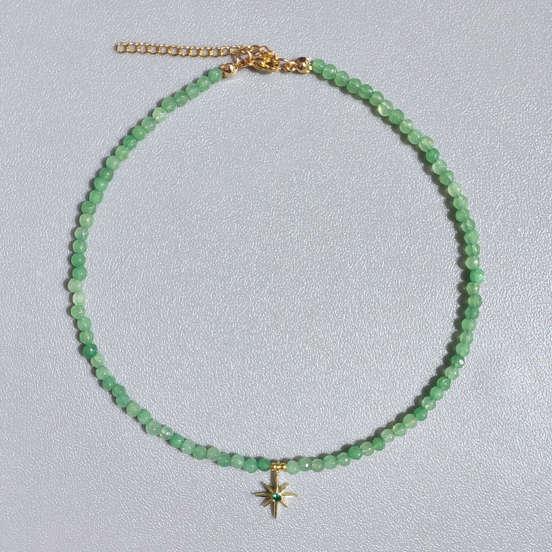 Hand-Made Exquisite Natural Stone Beaded Necklace Charm Eye Pattern Accessory Pendant Women Retro Fashion Neck Jewelry Колье - Charlie Dolly