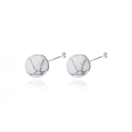 1 Pair Natural Stone Stud Earrings For Women Men Round Turquoises Tiger Eye Lapis Lazuli Beads Earring Fashion Jewelry Gift - Charlie Dolly