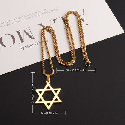 Exquisite Stainless Steel Hexagram Pendant Necklace for Men and Women Simple Daily Party Wearing Jewelry Necklace