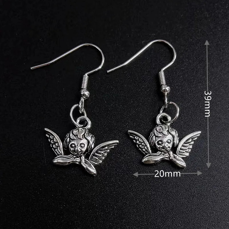 Earrings for Women Girls Drop Dangle Teens Charm Gift Party Simple Punk Cool Halloween Skull Cross Horror Skeleton Death Bat - Charlie Dolly