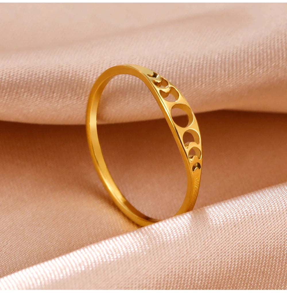 COOLTIME Moon Phase Ring for Women Stainless Steel Minimalist Couple Rings Jewelry Anniversary Gift 2026 New in Wholesale
